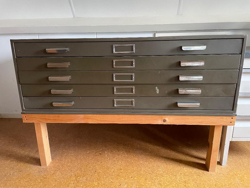 Metalen (teken)ladekast A0-formaat – industriële archiefkast, Huis en Inrichting, Kasten | Ladekasten, Ophalen, Gebruikt, 100 tot 150 cm