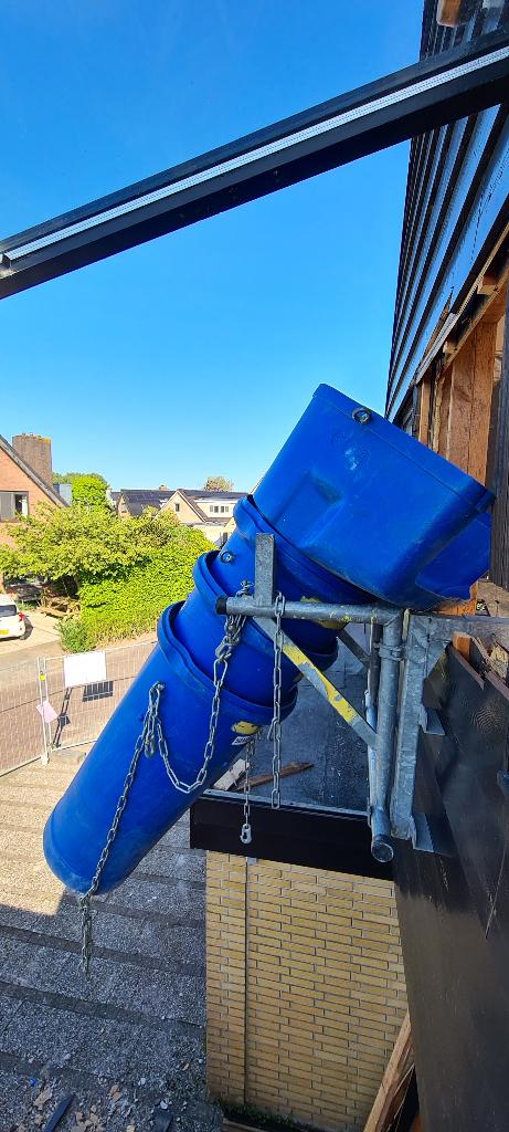 7 stortkokers + Trechter + Ophangframe + Bevestigingsmat, Gebruikt, Pvc, 6 meter of meer, Overige typen