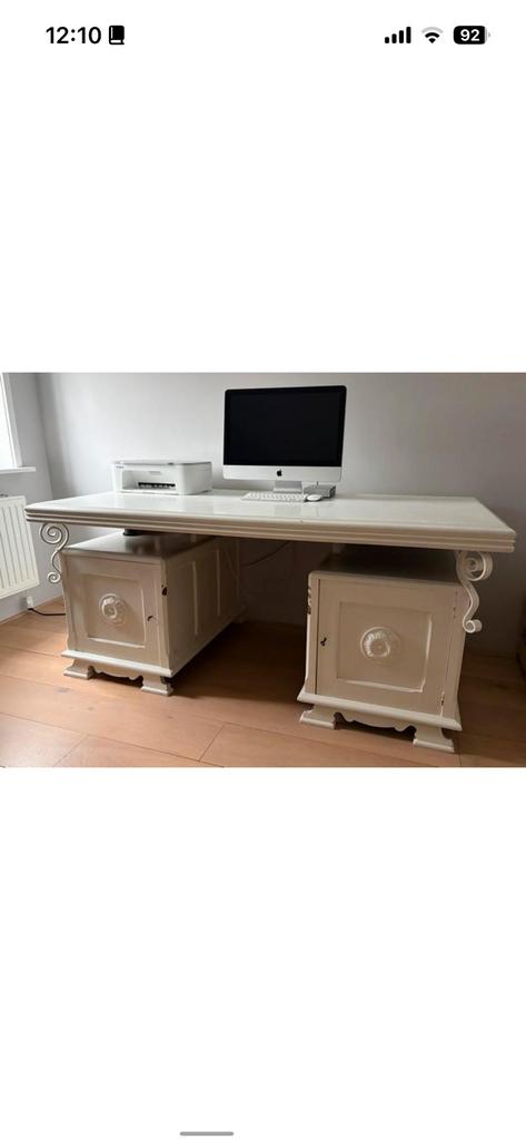 Uniek Vintage Houten Bureau, Huis en Inrichting, Bureaus, Ophalen, Opbergruimte, Gebruikt, Hout