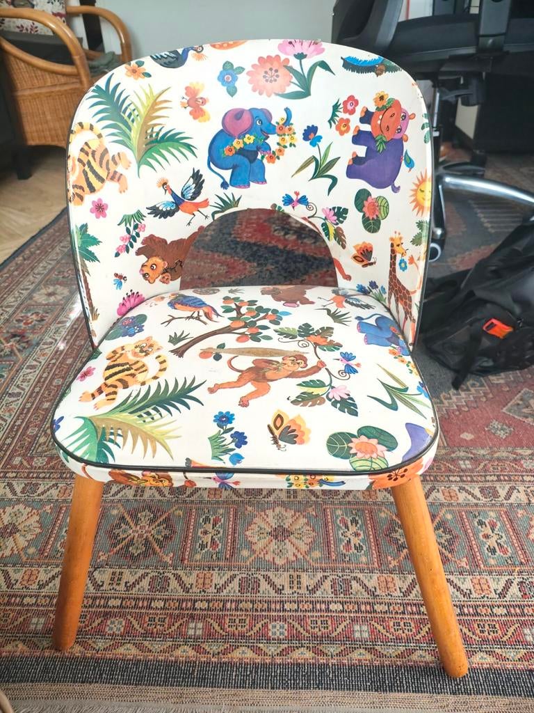 Vintage retro kinderstoel jaren 50 60 dieren motief, Kinderen en Baby's, Kinderstoelen, Ophalen, Gebruikt, Overige typen