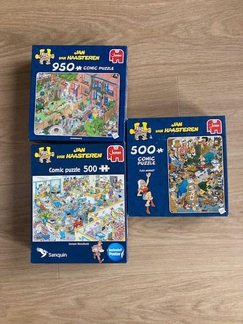 3 Jan van Haasteren legpuzzels, Ophalen of Verzenden, 500 t/m 1500 stukjes, Gebruikt, Legpuzzel