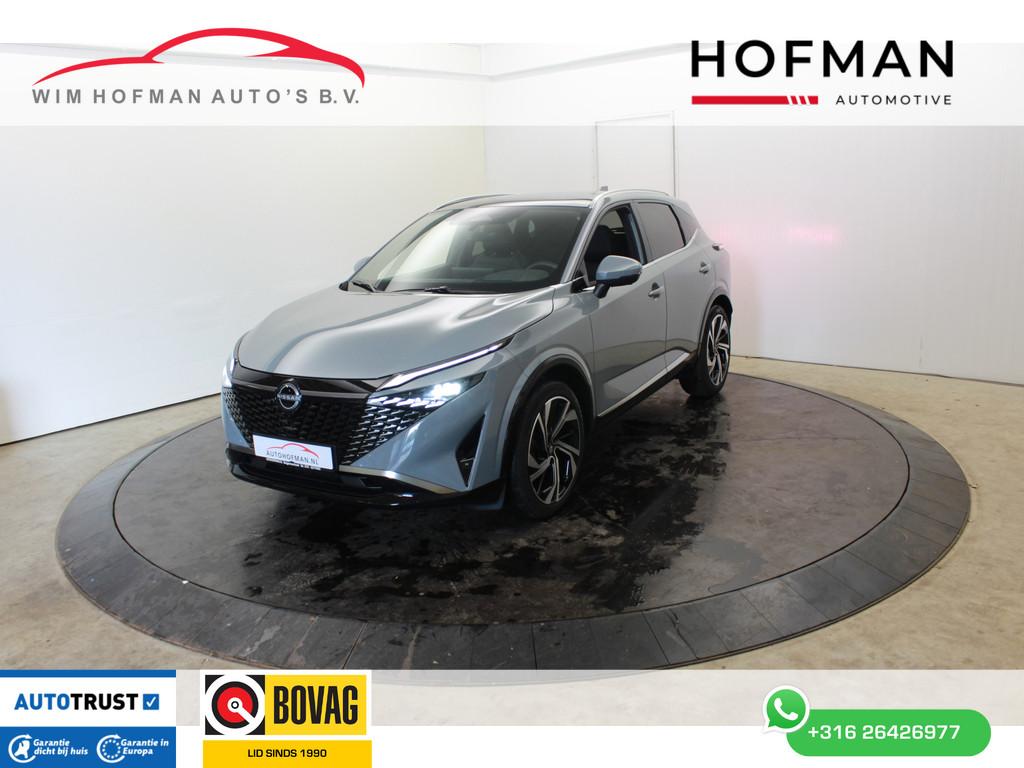 Nissan QASHQAI 1.3 MHEV Xtronic Tekna Plus 360 Cam Panodak, Zwart, 4 cilinders, Met garantie (alle), Leder