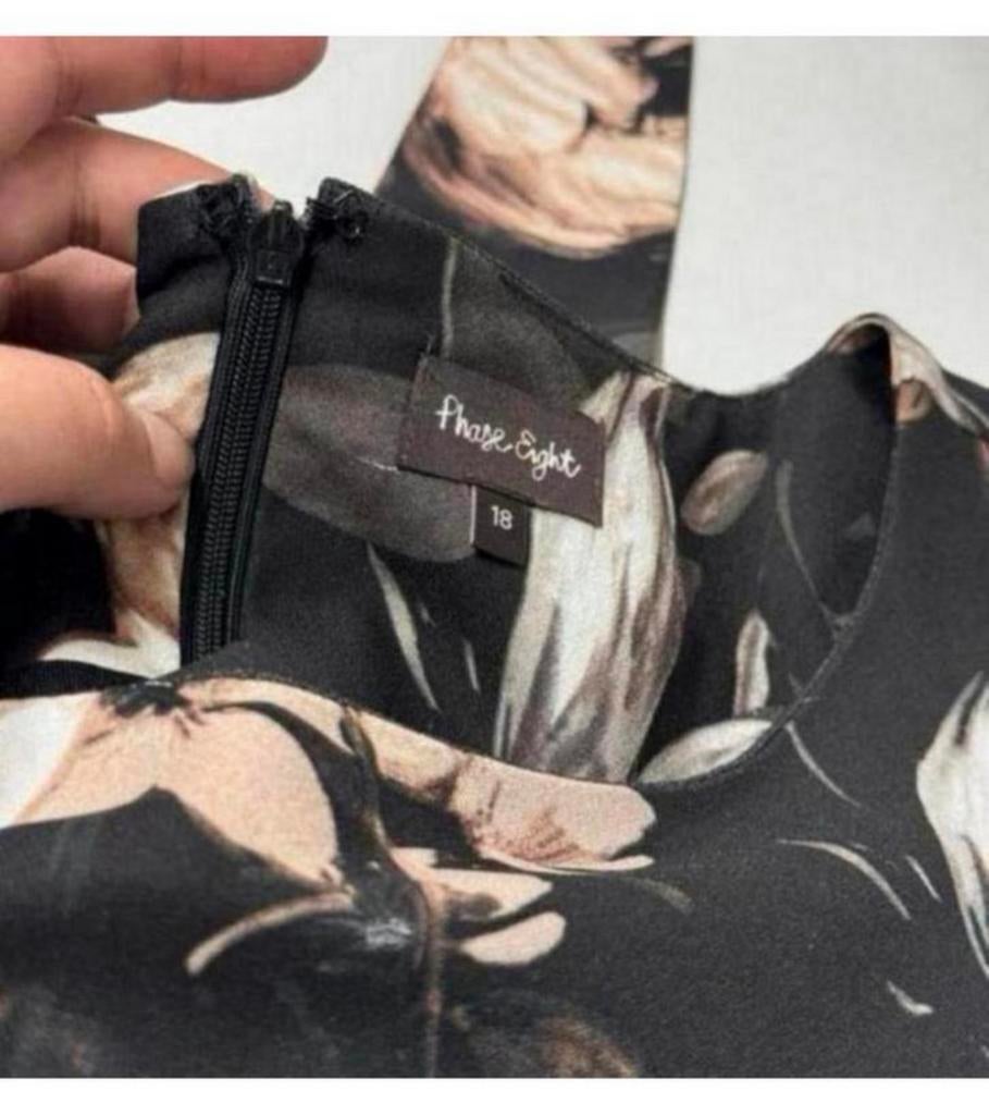 PHASE EIGHT Joanie Floral Dress - XL jurk met bloemen dress, Zwart, Maat 46/48 (XL) of groter, Ophalen of Verzenden, Zo goed als nieuw