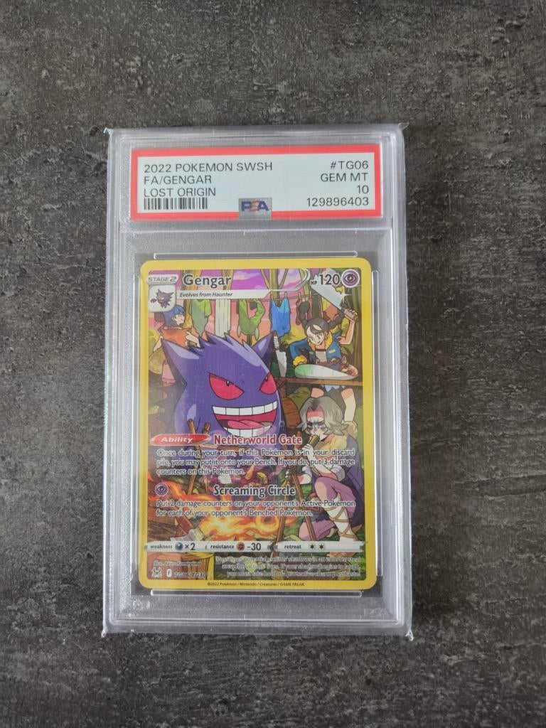 Pokémon Gengar PSA 10 Full Art TG06 Lost Origin, Ophalen, Zo goed als nieuw