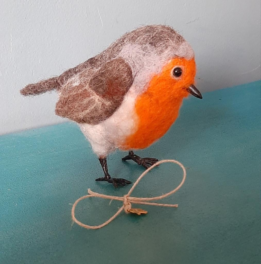 Genaaldvilte Roodborst wol naaldvilten Roodborstje handmade, Ophalen of Verzenden, Nieuw, Overige typen, Wolvilt