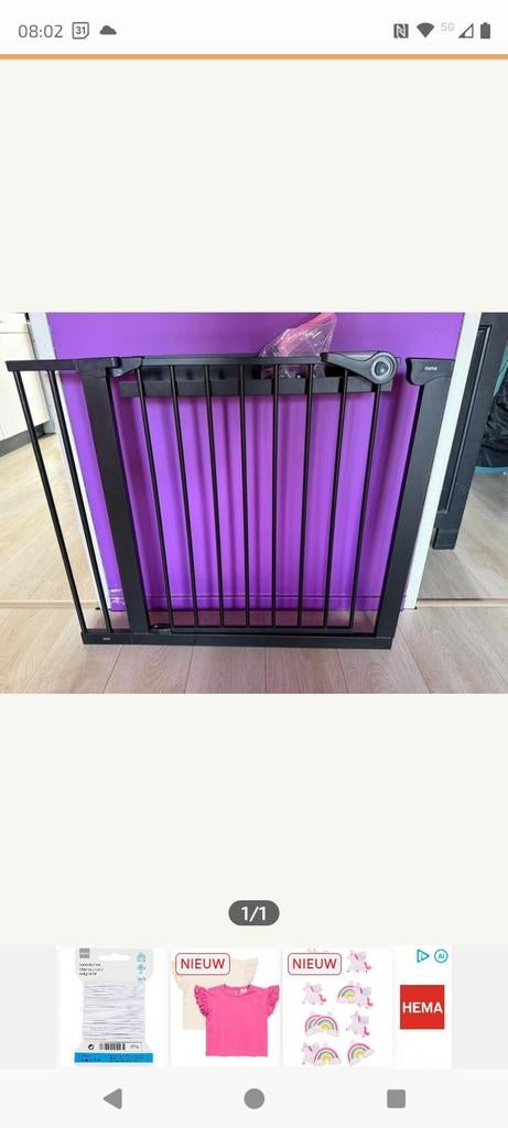 Noma Veiligheidshekje Zwart - Klemhekje, Ophalen, Zo goed als nieuw, Klemhekje, Metaal of IJzer