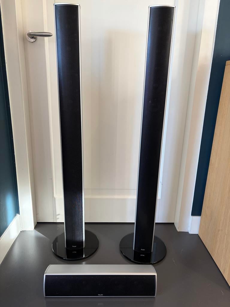 Teufel L330 Speakerset: 2 Zuilen + 1 Center (160W), Zo goed als nieuw, Surroundset zonder subwoofer, 120 watt of meer, Ophalen