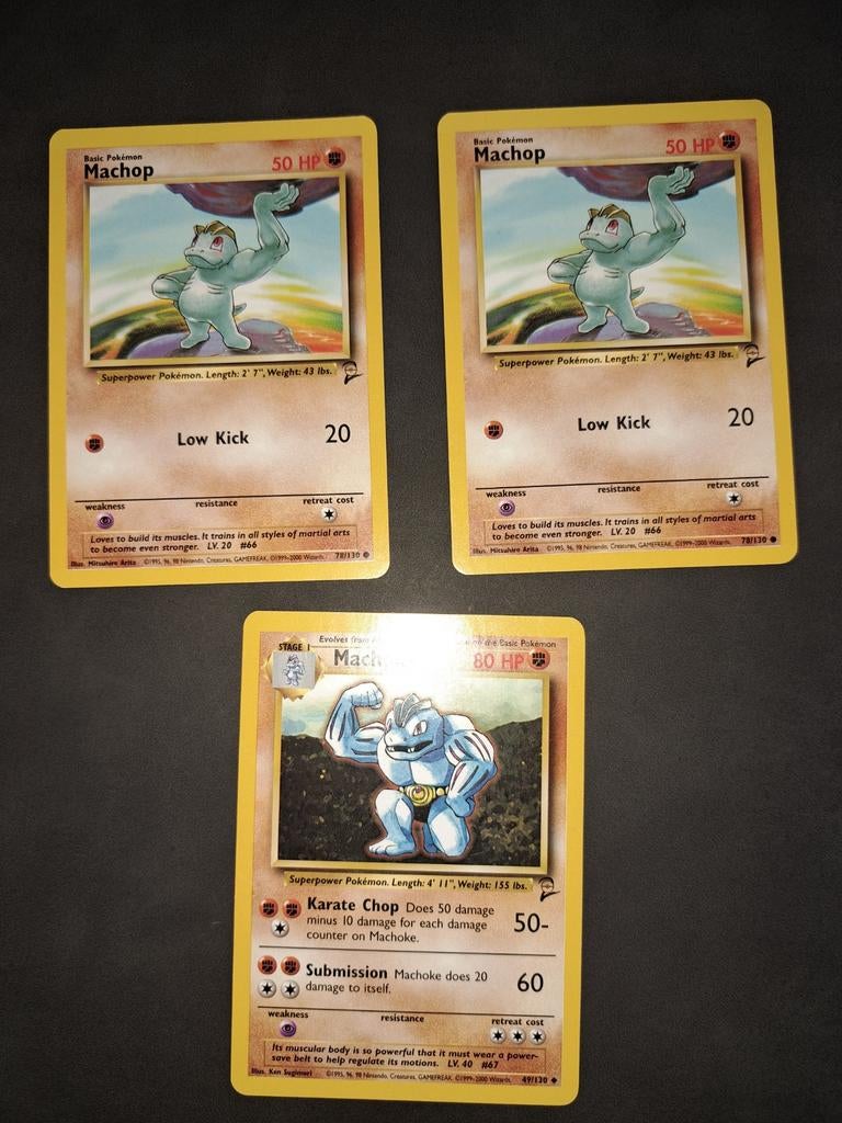 Base set 2 Machop / machoke Nm front back exc, Ophalen of Verzenden, Nieuw, Meerdere kaarten
