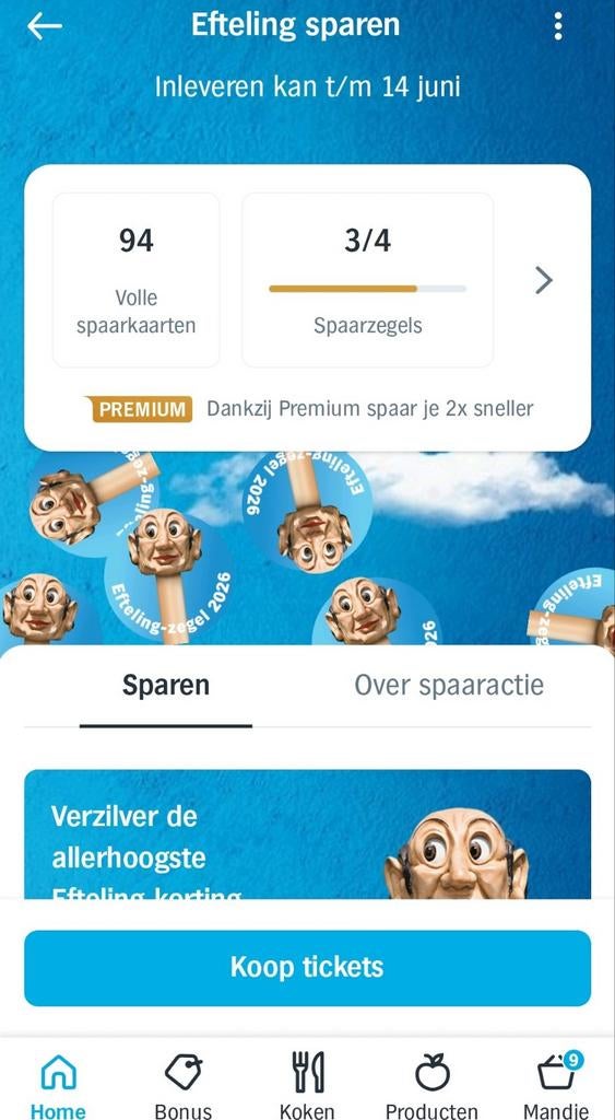 AH Efteling spaarkaarten, Albert Heijn, Ophalen