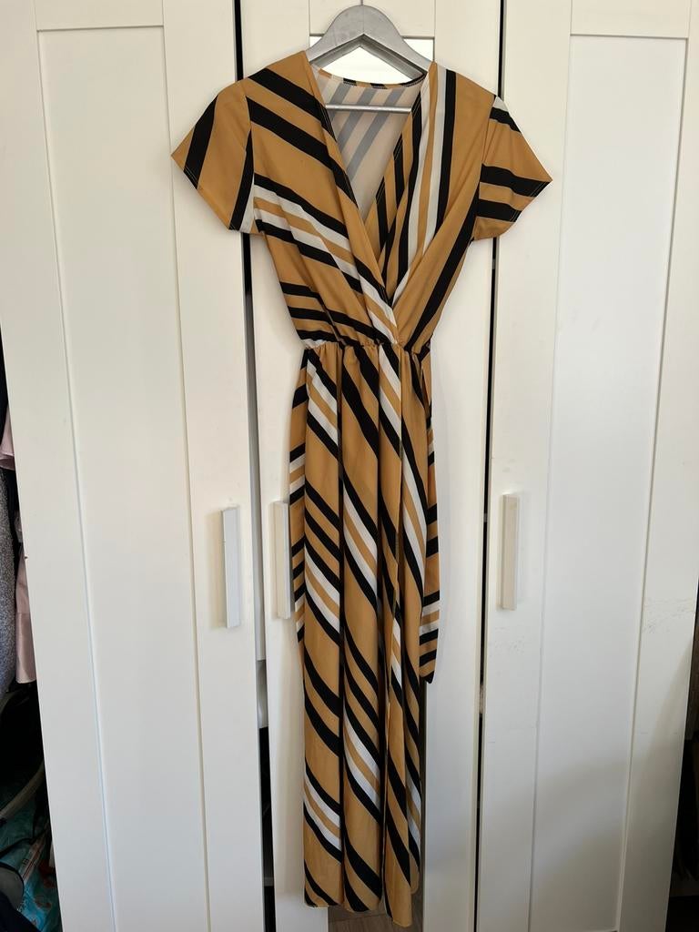 H&M lange geel/zwarte jurk maat M, Maat 38/40 (M), Zwart, Ophalen of Verzenden, Zo goed als nieuw