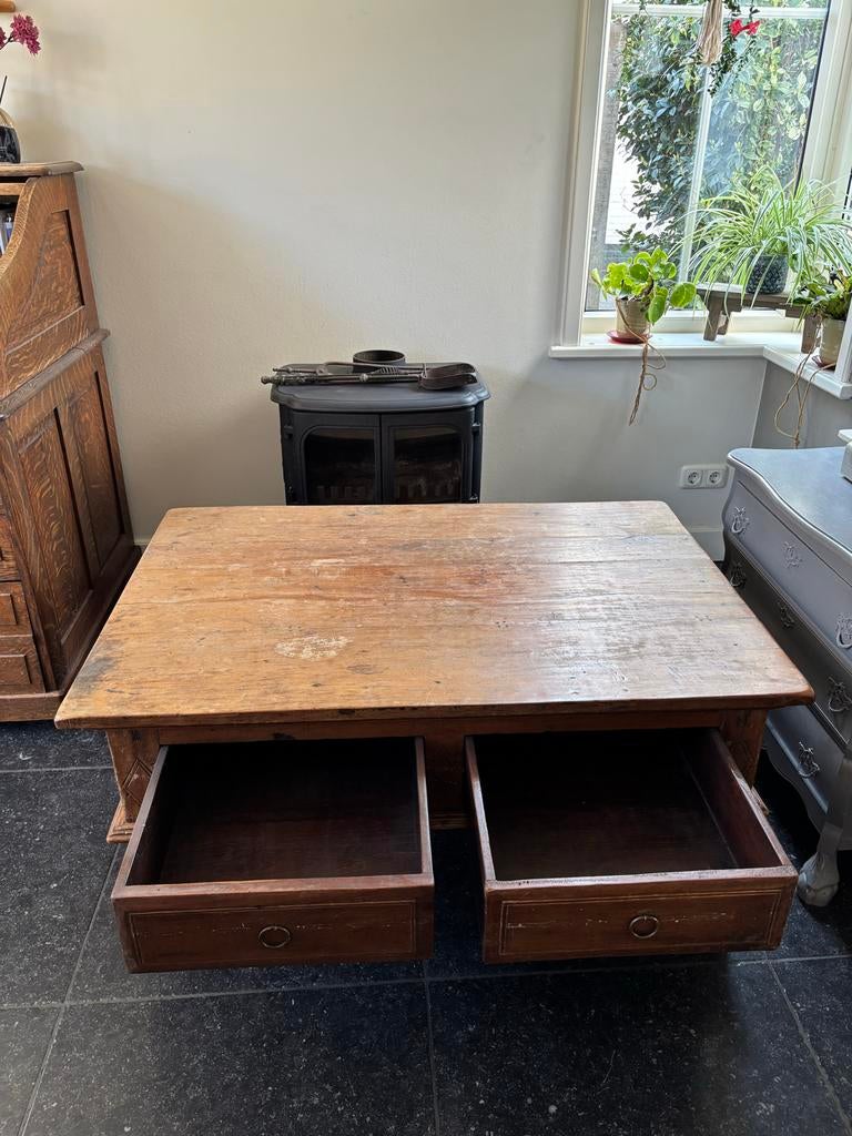 Salontafel Indisch Teakhout - Robuust en Sfeervol, Ophalen, Gebruikt, 50 tot 100 cm, 100 tot 150 cm