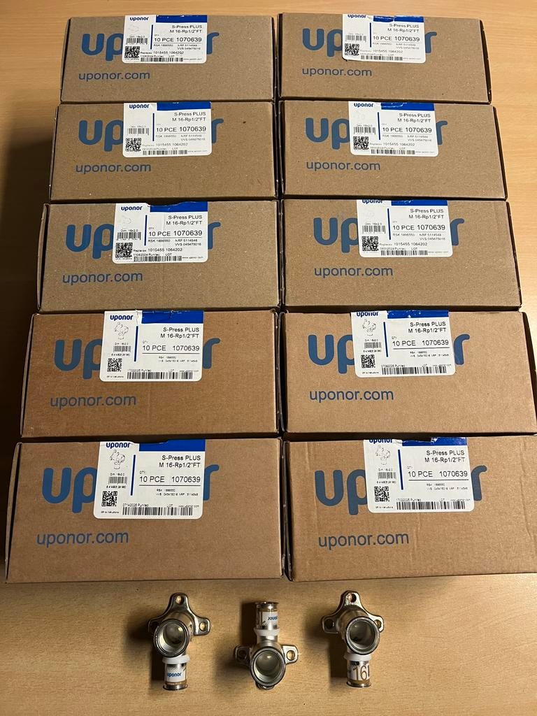 Partij Uponor S-Press Plus muurplaat M 16 x Rp1/2", pers, Ophalen of Verzenden, Nieuw, Koper, Overige typen