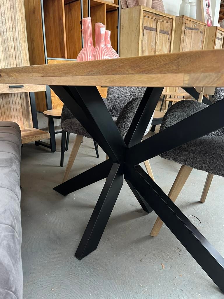 Magazijn leegverkoop eettafel deens ovaal mangohout matrix, Nieuw, Ophalen of Verzenden, Info@wkhome.nl, Argonweg 20 Amersfoort