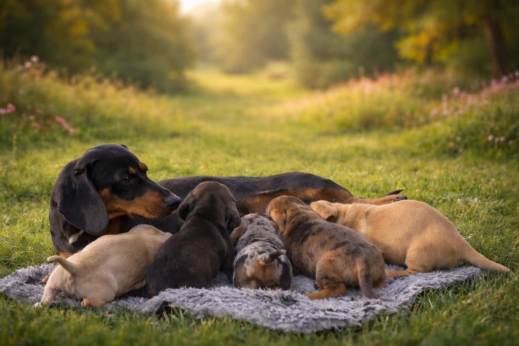 Prachtige Teckel Pups (Kortharig), Standaard, 8 tot 15 weken, Korthaar, Parvo