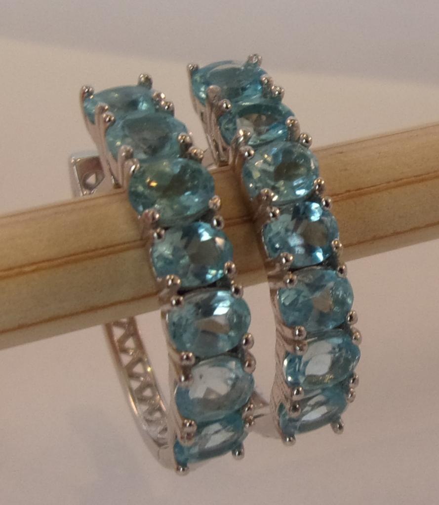 Nieuwe massief zilveren oorbellen met Apatiet, Hangers, Nieuw, Met edelsteen, Zilver