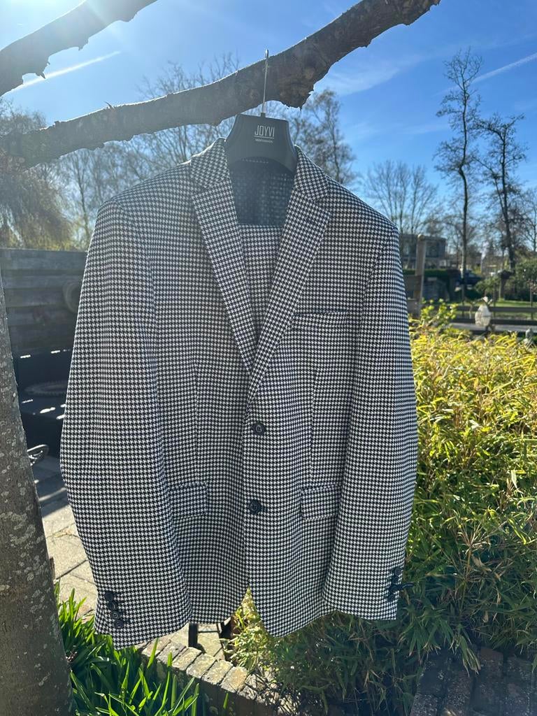 2- delig pak van Joyvi, donkerblauw- wit, Kleding | Heren, Kostuums en Colberts, Ophalen of Verzenden, Zo goed als nieuw, Maat 52/54 (L)