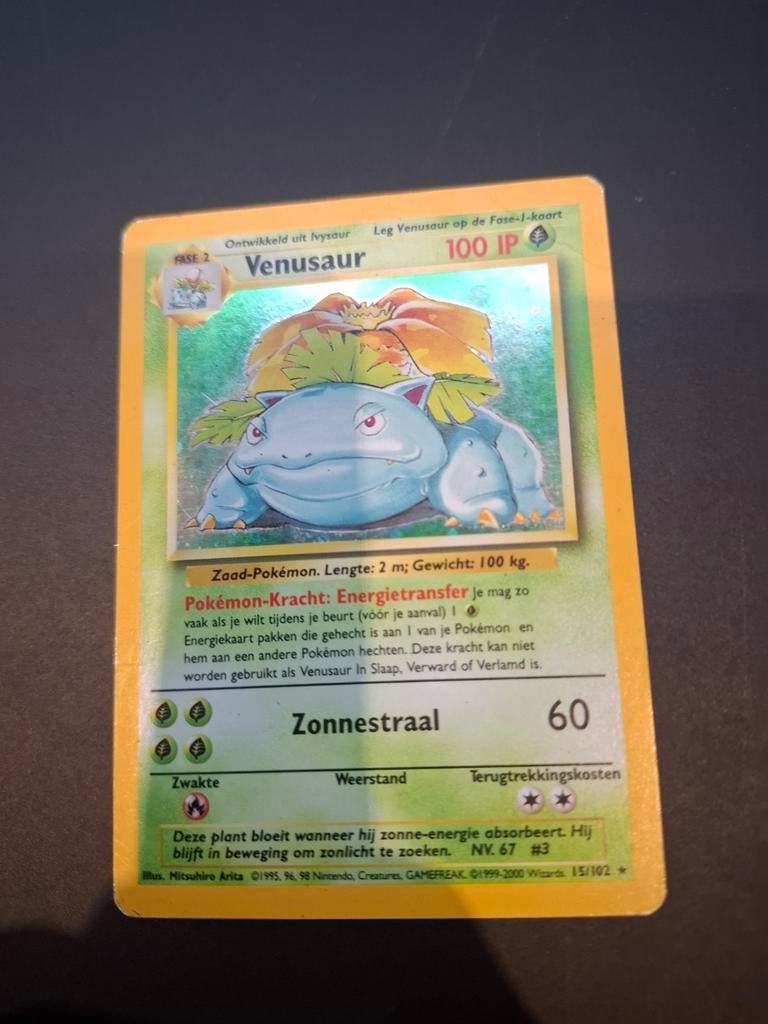 Venusaur 15/102 Pokémon kaart NL, Ophalen of Verzenden, Gebruikt, Losse kaart, Foil