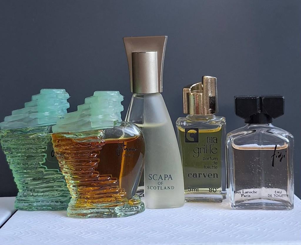 Set 5 vintage mini's "groene" geurtjes, zie omschrijving, Ophalen of Verzenden, Gebruikt