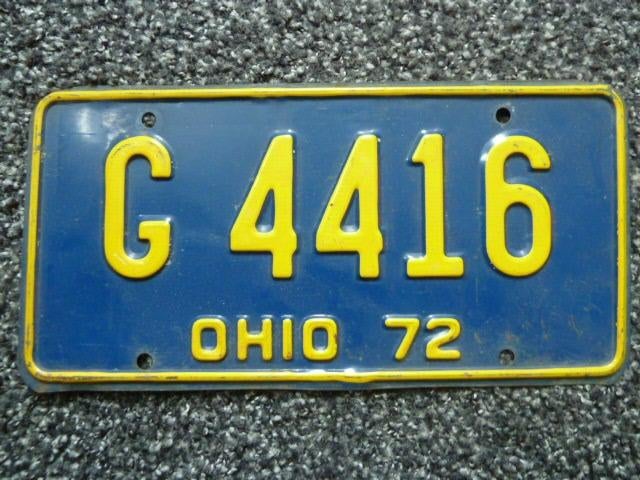 Kentekenplaat licenseplate Ohio 1972 USA, Verzamelen, Verzenden, Gebruikt, Auto's