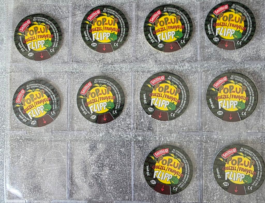 Complete reeks Griezel Flippo's 286 t/m 295, Verzamelen, Flippo's, Ophalen of Verzenden, Griezel, Losse flippo's