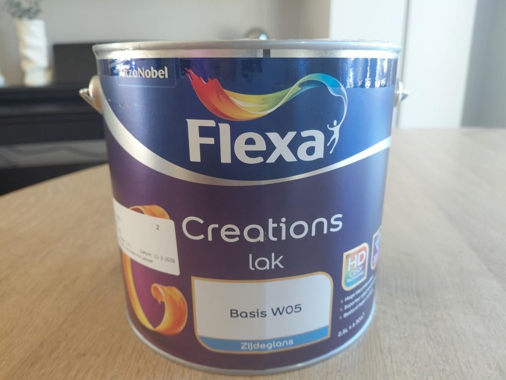 Nieuw blik Flexa Creations lak 2,5L kleur: Luxurious Silk., Doe-het-zelf en Verbouw, Verf, Beits en Lak, Ophalen of Verzenden