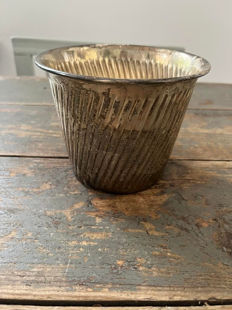 ANTIEKE POT VERZILVERD RIBBELS, Antiek en Kunst, Antiek | Goud en Zilver, Ophalen of Verzenden
