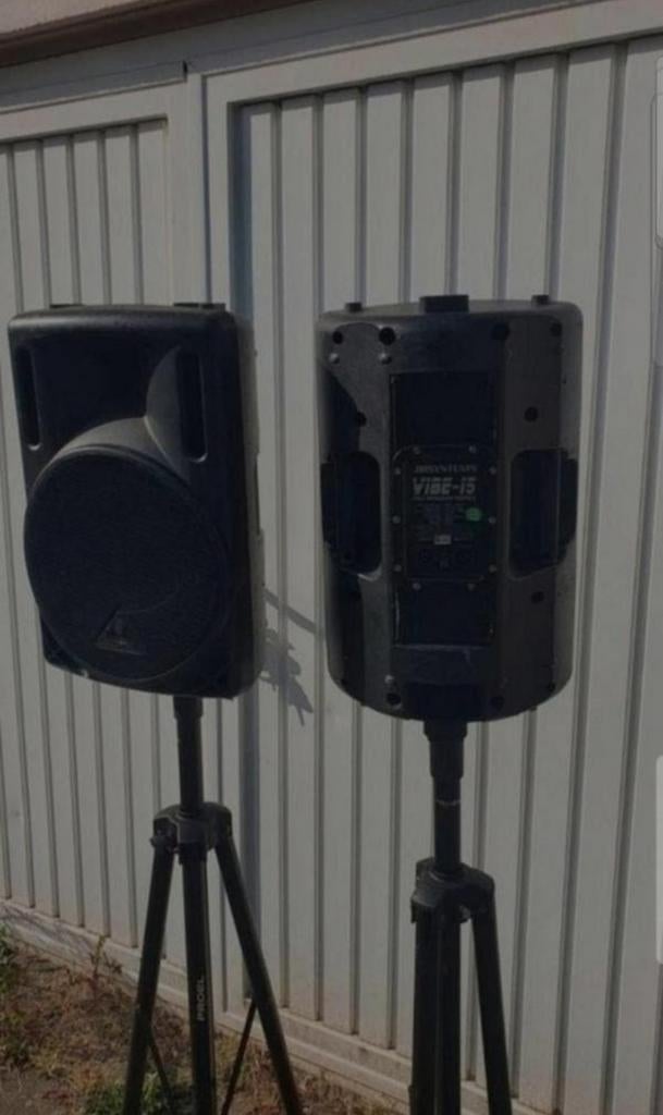 JB SYSTEMS VIBE-15 Speakers met Stands - in Roermond, Audio, Tv en Foto, Luidsprekers, Ophalen, Gebruikt