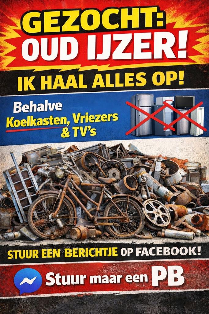 Gezocht: Oud ijzer en metalen - Ik haal alles op!, Doe-het-zelf en Verbouw, Metalen, Ophalen, Gebruikt, IJzer