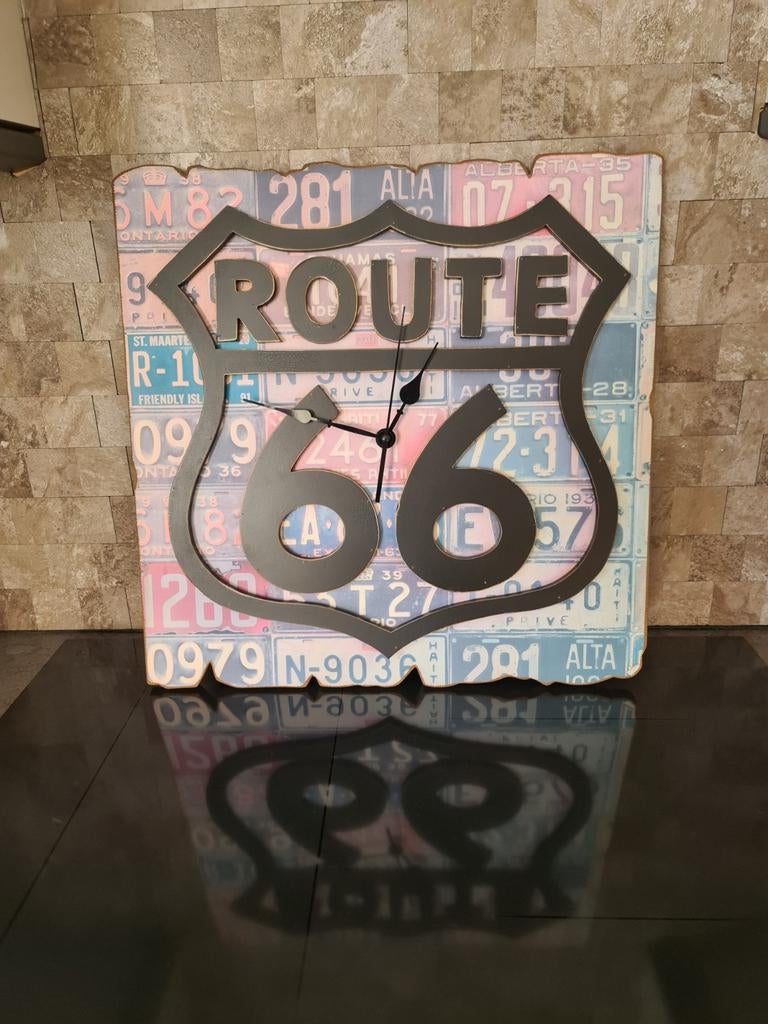 Decoratieve Route 66 klok, Ophalen of Verzenden, Nieuw, Wandklok