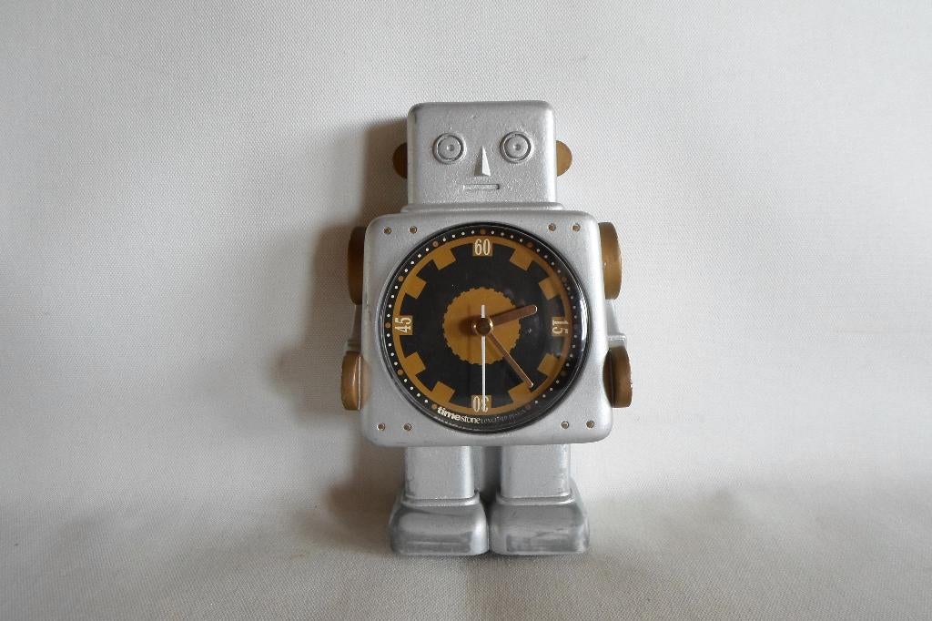 Vintage Robot Klok Aluminium, Ophalen of Verzenden