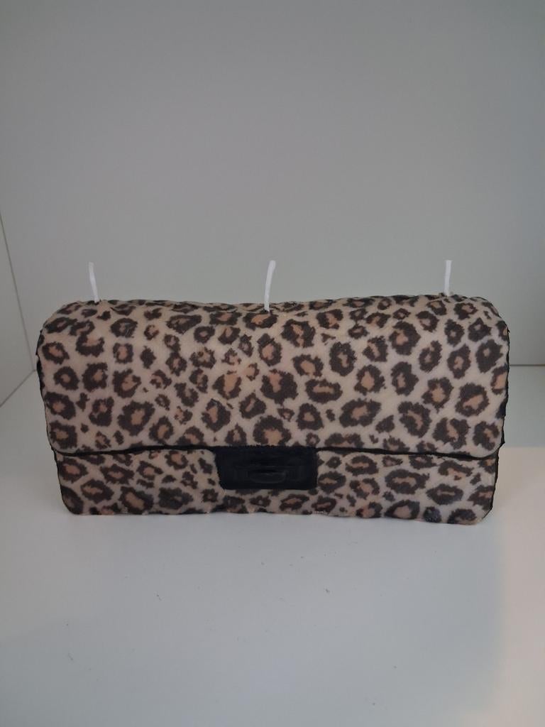 Handgemaakte tas kaars met panterprint, Overige materialen, Overige kleuren, Nieuw, Ophalen of Verzenden