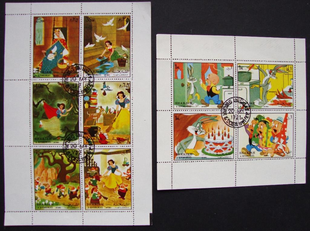 - 709 - 2 Blokken met Tekenfilm Figuren., Verzenden, Gestempeld, Overige thema's