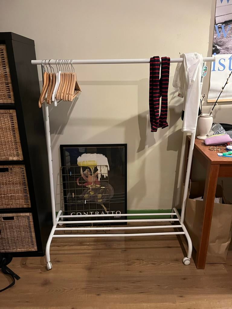 Wit kledingrek met wielen, Kleding | Dames, Kledingrekken, Ophalen of Verzenden, Met wielen, Gebruikt