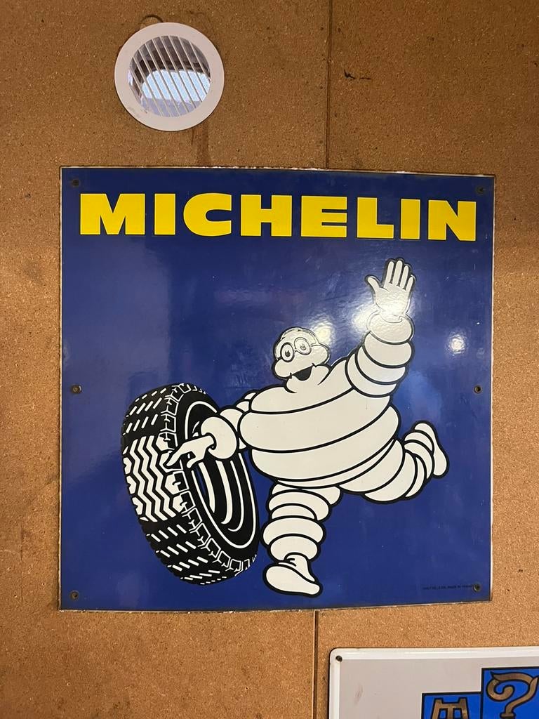 Michelin emaille reclamebord 1982, Verzamelen, Ophalen, Reclamebord, Zo goed als nieuw, X