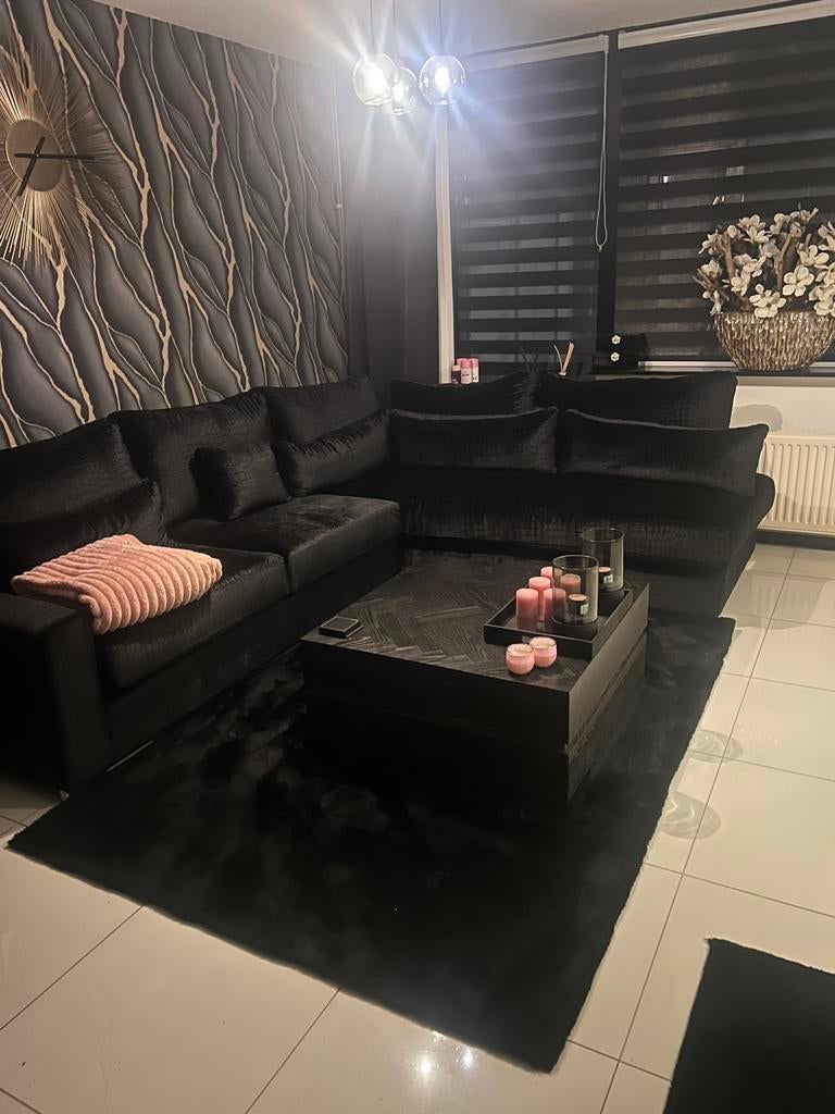 Hoekbank zwart croco zgan, Ophalen of Verzenden, Zo goed als nieuw