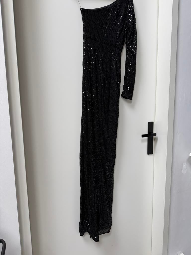 Zwarte Galajurk met Pailletten - Maat S - Zo goed als nieuw, Galajurk, Zwart, Ophalen of Verzenden, Zo goed als nieuw