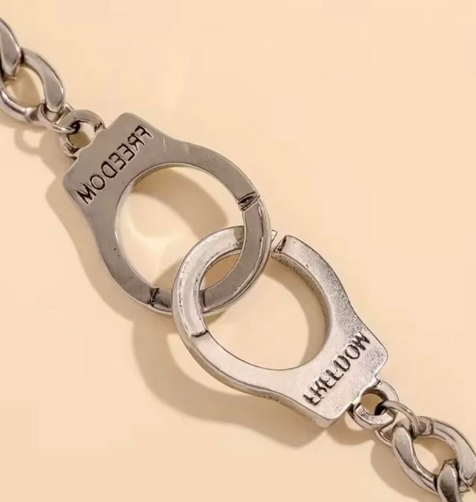 Zilverkleurige enkelketting met hartje & handboeien armband, Sieraden, Tassen en Uiterlijk, Overige materialen, Nieuw, Ophalen of Verzenden