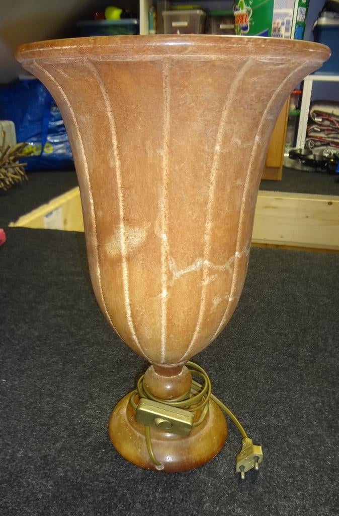 LAMP: ALBAST natuursteen, tafellamp/bruin/rood/terracotta, Huis en Inrichting, Lampen | Tafellampen, Ophalen, Overige materialen