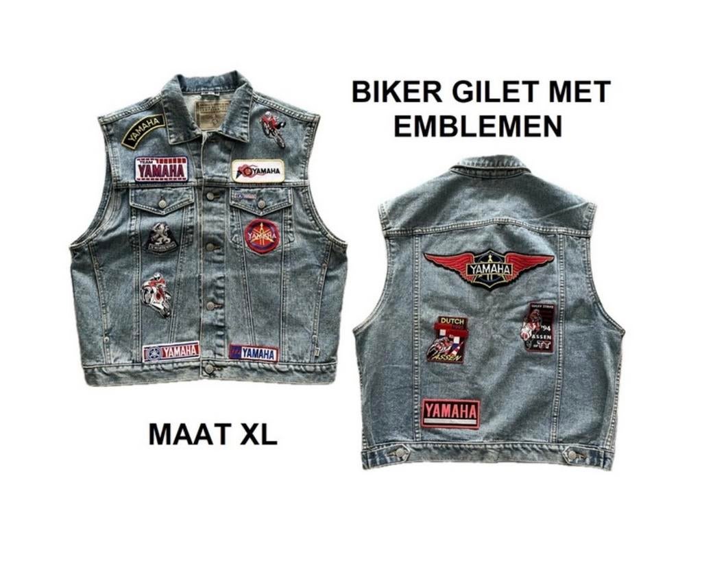 Vintage Yamaha TT Assen spijkerjack met patches - maat XL, Jas | textiel, Heren, Ophalen of Verzenden, America Spirit Force Activewear