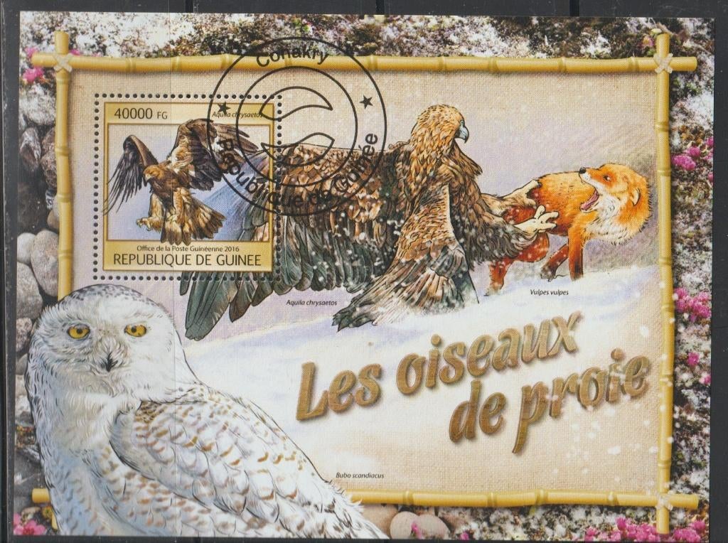 VOGELS = ROOFVOGELS = Mooi bl. v GUINEE.-GB-29, Verzenden, Gestempeld, Dier of Natuur