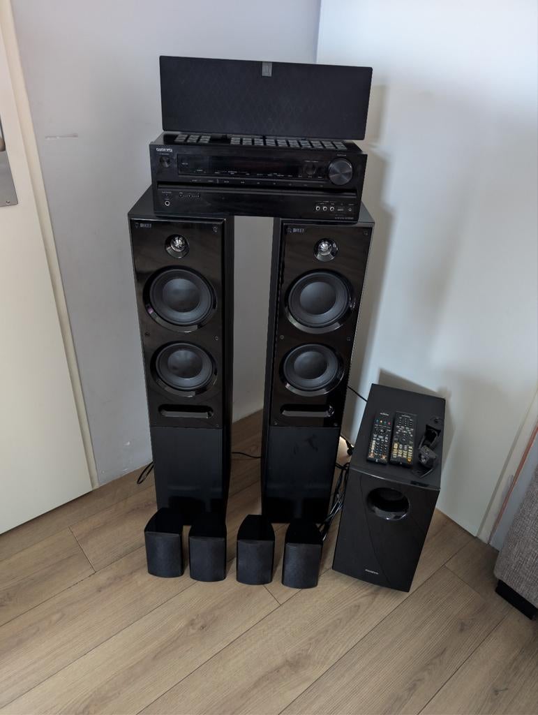 Onkyo en Kef 5.1 Surround set, Gebruikt, 70 watt of meer, 5.1-systeem, Overige spelers