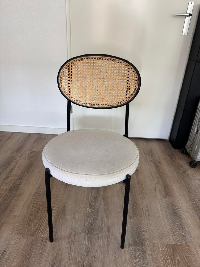 Westwing eetkamerstoel met rotan rugleuning, Huis en Inrichting, Stoelen, Ophalen, Gebruikt, Twee, Overige kleuren