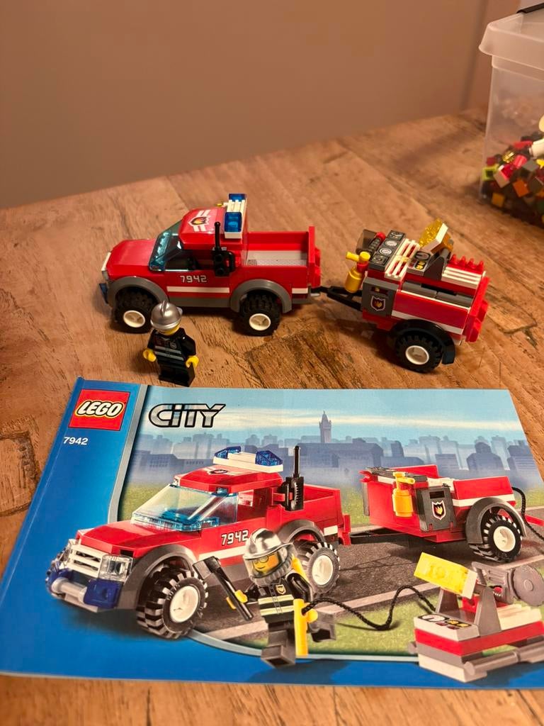 Lego brandweer set 7942, Ophalen of Verzenden, Zo goed als nieuw, Complete set, Lego