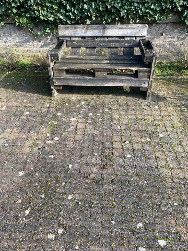 Steigerhouten palletbankje - Gratis afhalen, Tuin en Terras, Tuinbanken, Ophalen, Gebruikt, Hout