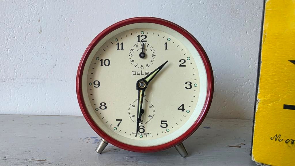 Vintage Peter wekker West Germany met doos jaren 60, Witgoed en Apparatuur, Wekkers, Ophalen of Verzenden