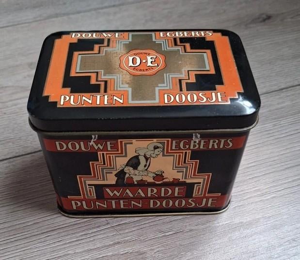 Douwe Egberts blik punten doosje D.E., Verzamelen, Blikken, Ophalen of Verzenden, Gebruikt, Koffie, Douwe Egberts