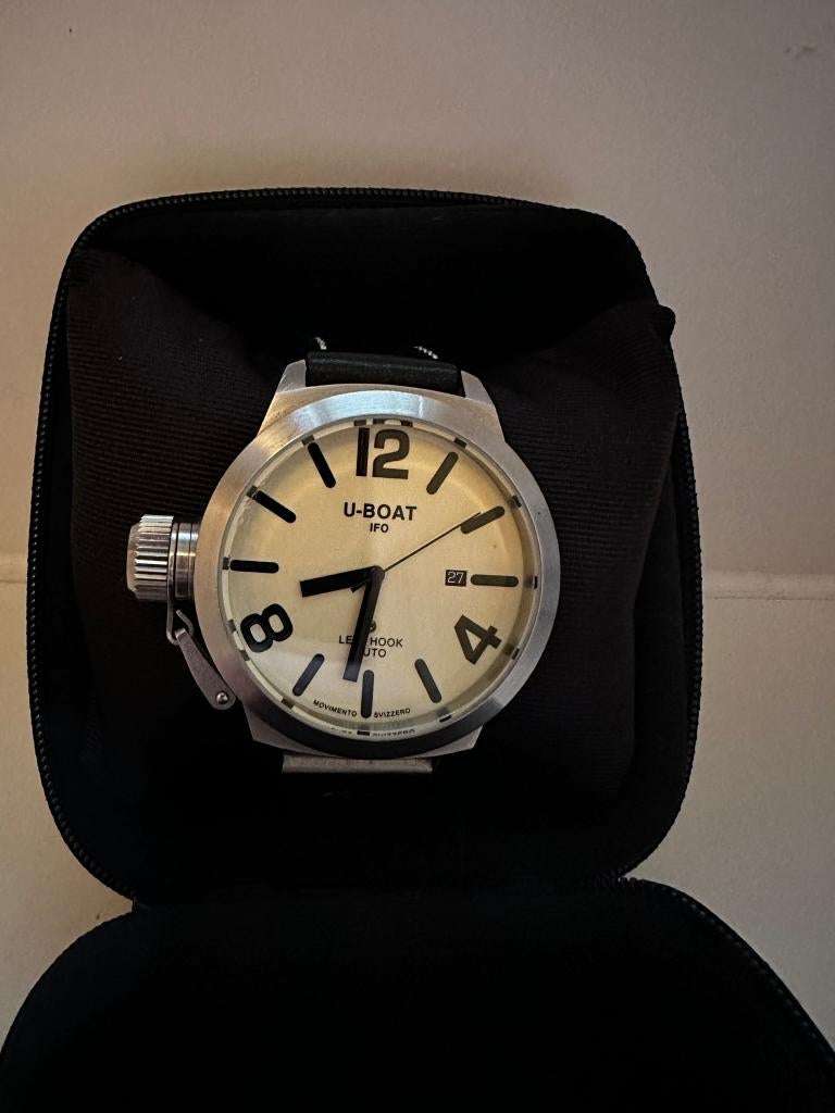 U-boat Left Hook Auto 45 mm, Overige merken, Staal, Polshorloge, Ophalen of Verzenden