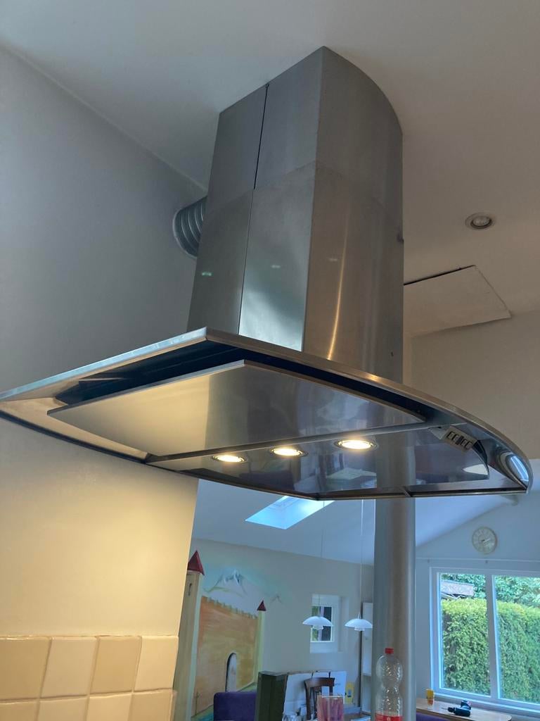RVS Afzuigkap met verlichting - Gebruikt, Witgoed en Apparatuur, Afzuigkappen, Ophalen, Gebruikt, Eilandschouwkap, Vrijstaand