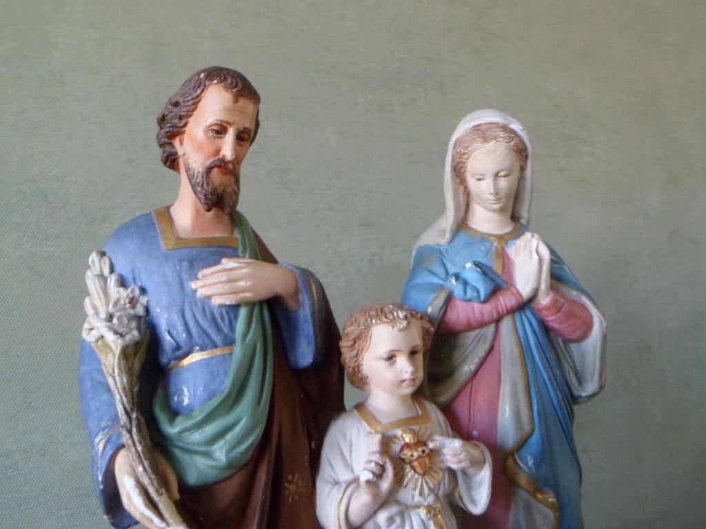 A24-1 Antiek gips beeld heilige familie, Ophalen of Verzenden, Gebruikt, Beeld(je)