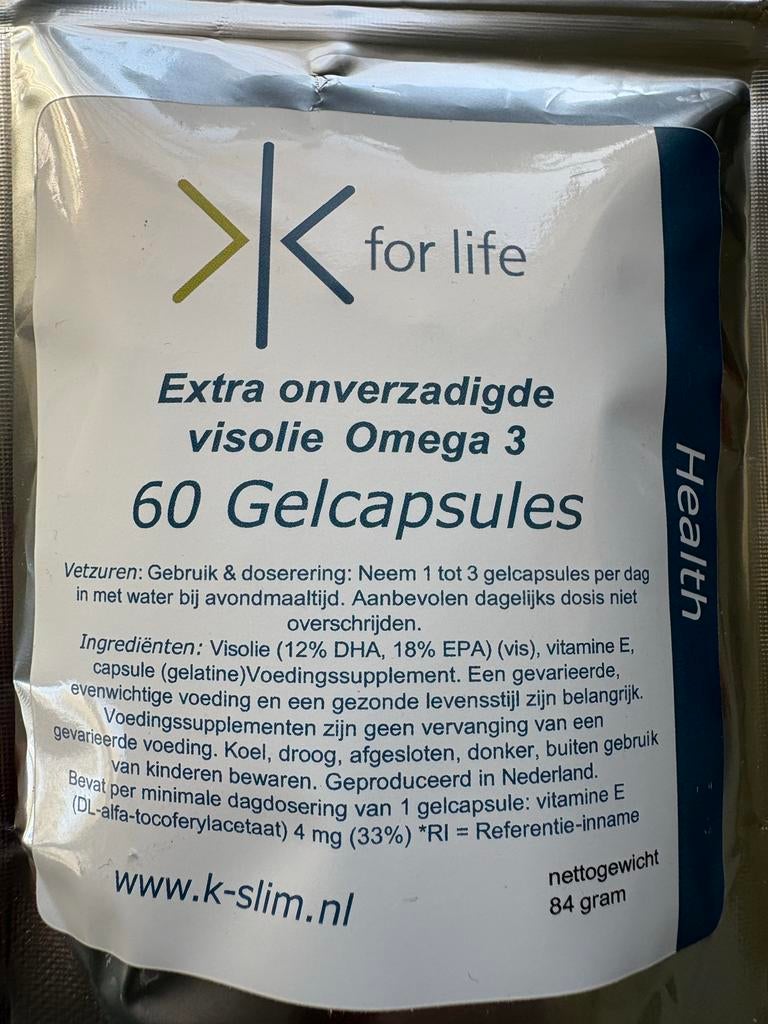 K-slim Omega 3 gelcapsules, 59 stuks, Sieraden, Tassen en Uiterlijk, Uiterlijk | Dieet en Afvallen, Ophalen of Verzenden, Zo goed als nieuw
